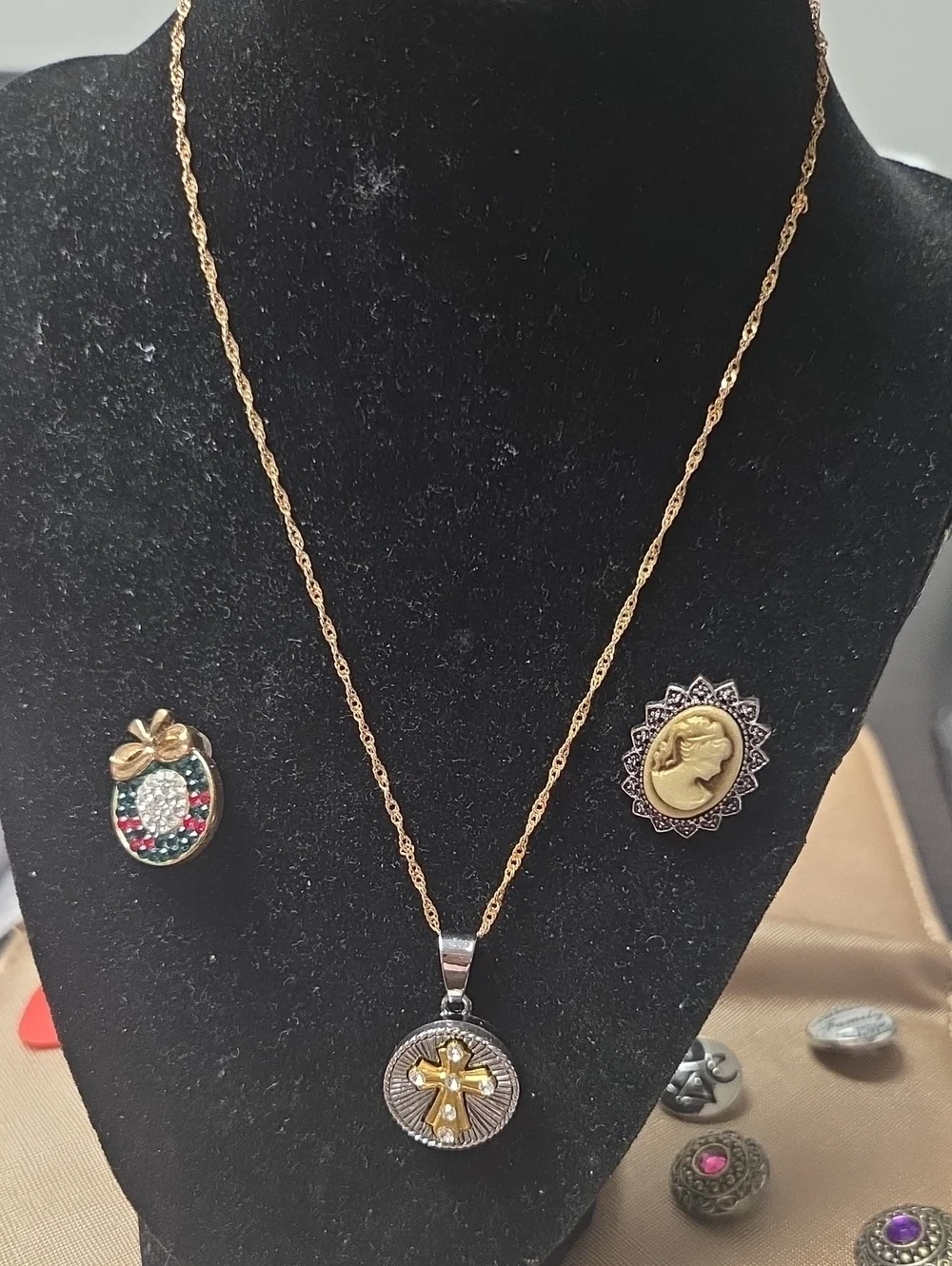 Snap Two-Tone Gold and Silver Cross Pendant 5.00 For Extra Snaps
